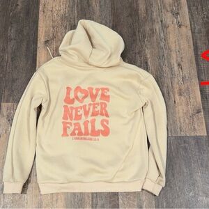 SHEIN Cream Hoodie with Pink Print